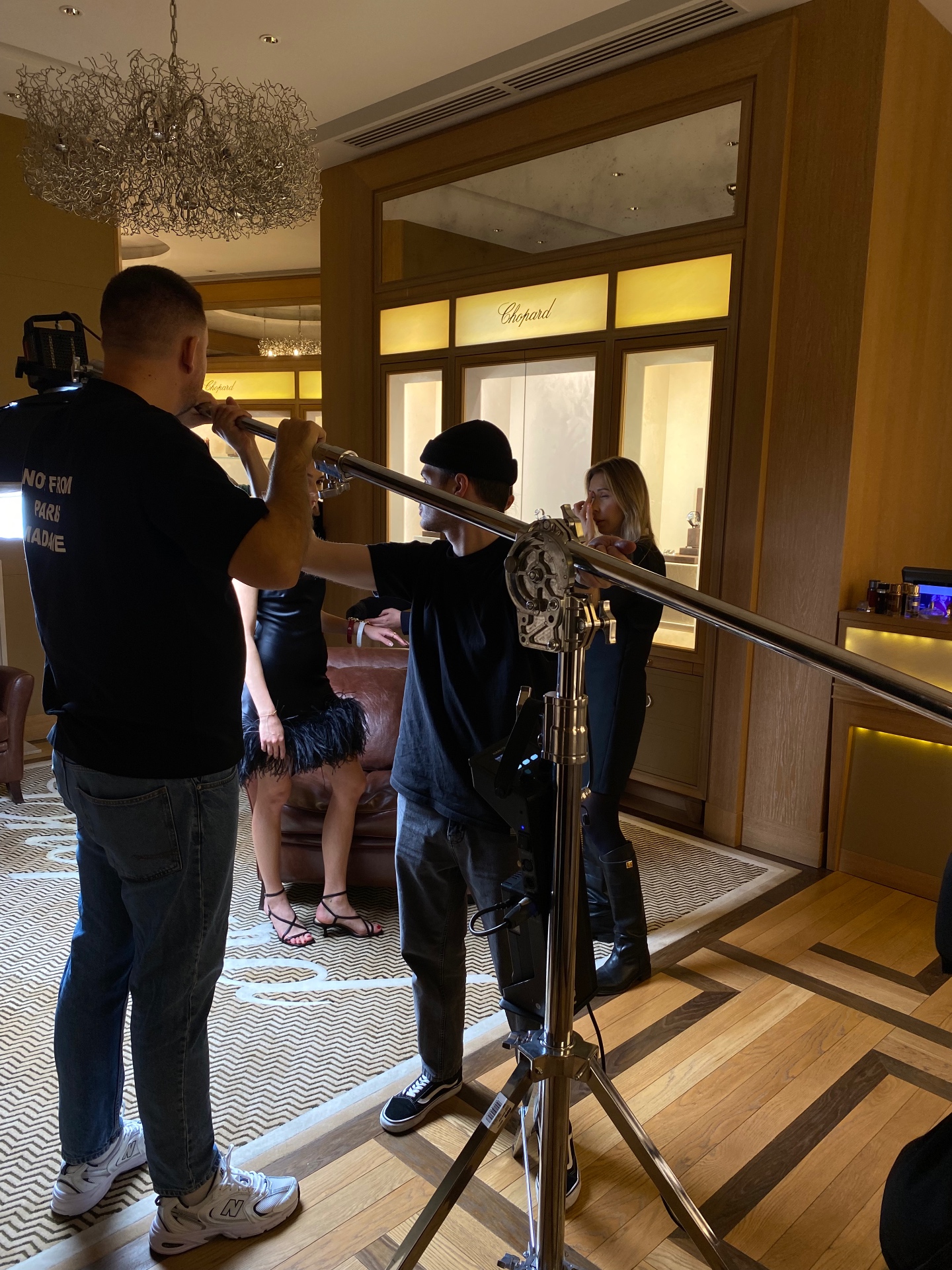 Crew directing Chopard shoot