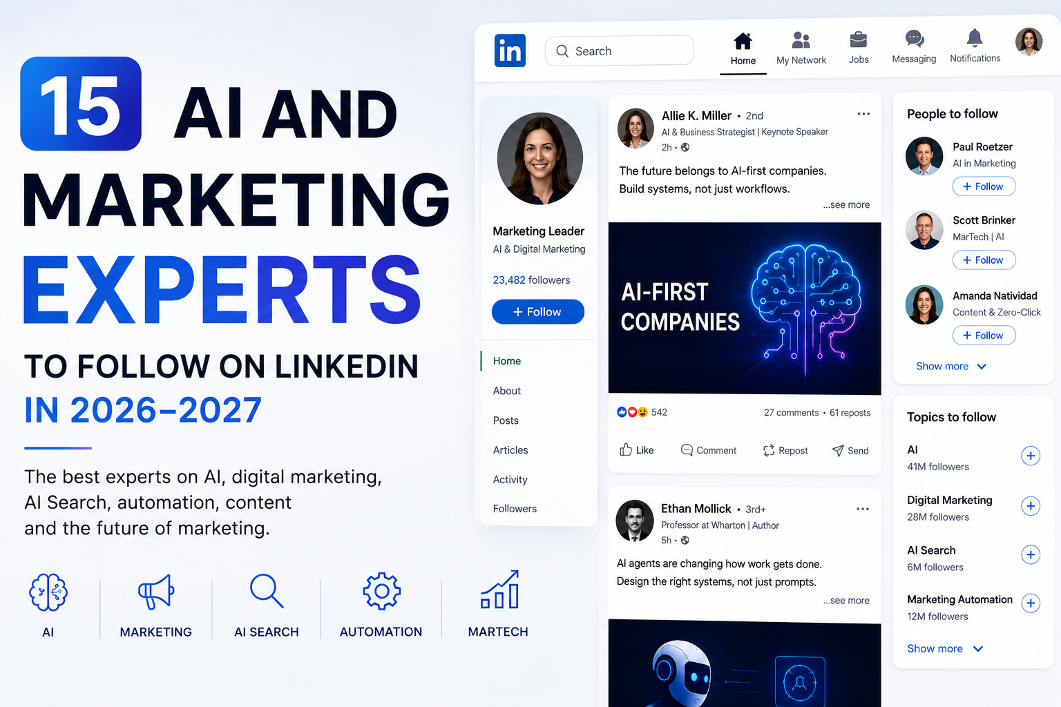 15 AI & Marketing Experts to Follow on LinkedIn in 2026-2027